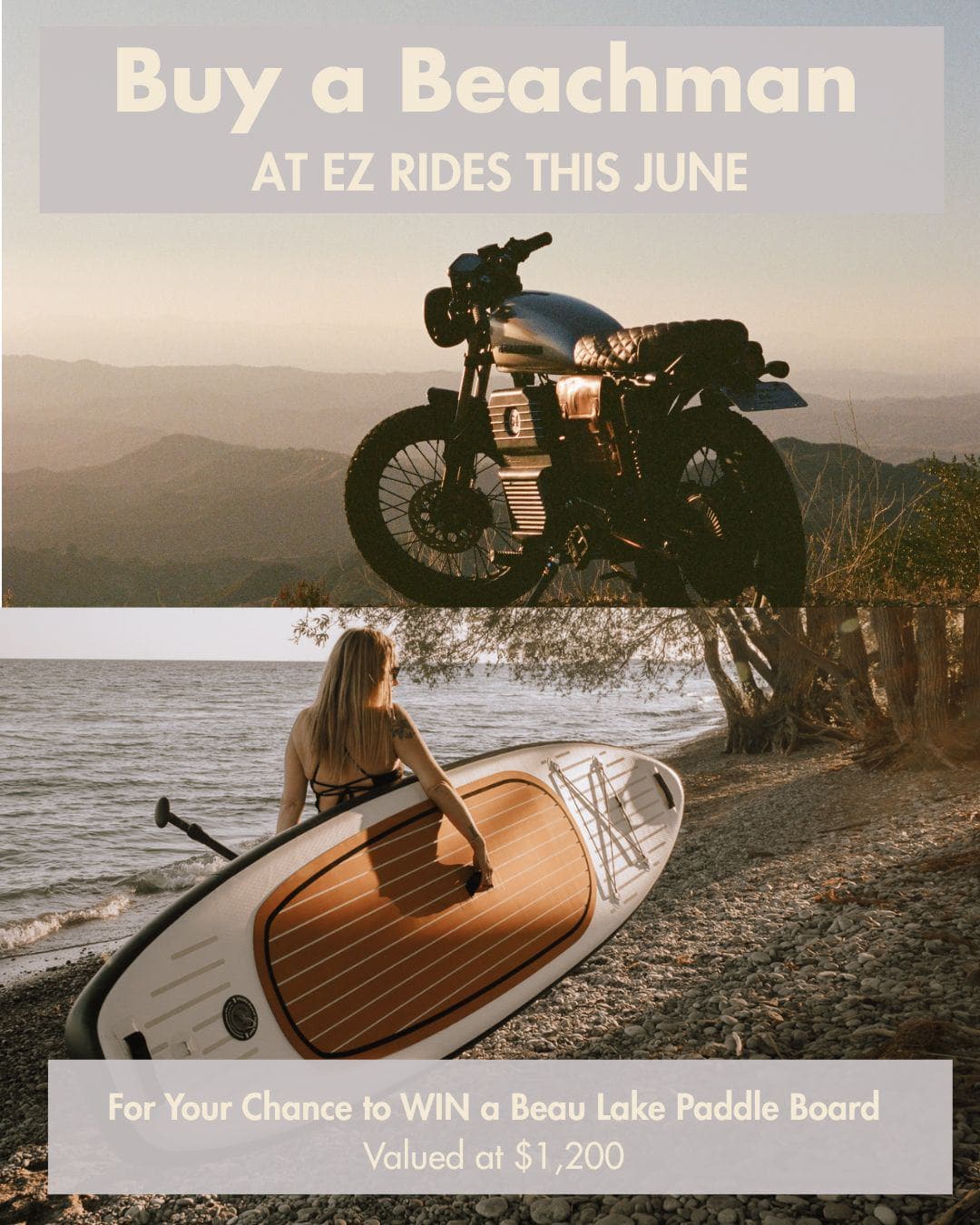 June Beachman Promotion at Ez Rides: Win a Beau Lake Paddleboard and Rack!